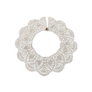 Vintage Handmade Crochet Lace Peter Pan Collar Cream Button Elegant Accessory